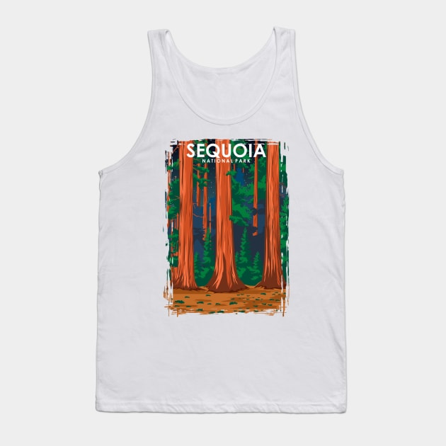 Sequoia National Park Vintage Minimal Travel Poster at Night Tank Top by jornvanhezik